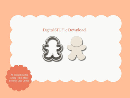 Gingerbread Man No. 2 Clay Cutters | Gingerbread Man STL File – Digital Cookie Cutter for Holiday Earrings and Festive Crafts