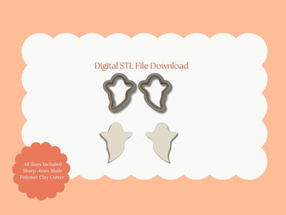 Ghost No. 10 Clay Cutter | Ghost No. 10 STL File – Digital Haunted Cutter for Spooky Earrings & Halloween Crafts