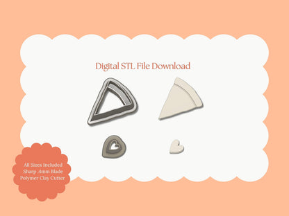 Pizza Heart Clay Cutter | Heart Pizza STL File – Digital Valentine’s Cutter for Food Earrings and Cute Love Crafts