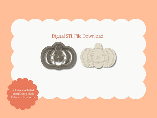 Stitched Mouth Jack O Lantern | STL File Download Halloween Pumpkin Polymer Clay Cutter for DIY Spooky Earrings and Fall Accessories