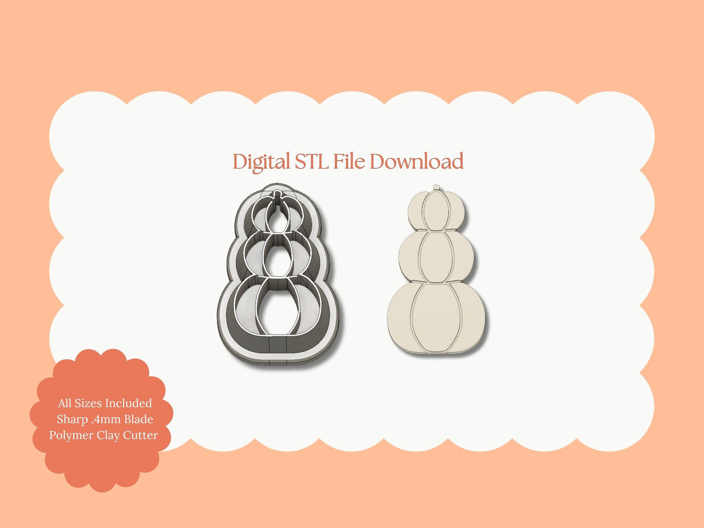 Pumpkin Stack Clay Cutter | Fall Thanksgiving STL File for Polymer Clay Earrings and Baking