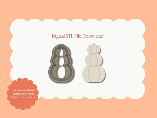 Pumpkin Stack Clay Cutter | Fall Thanksgiving STL File for Polymer Clay Earrings and Baking