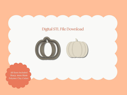 Pumpkin No. 1 Clay Cutter | Classic Pumpkin STL File for Fall and Thanksgiving Polymer Clay Jewelry