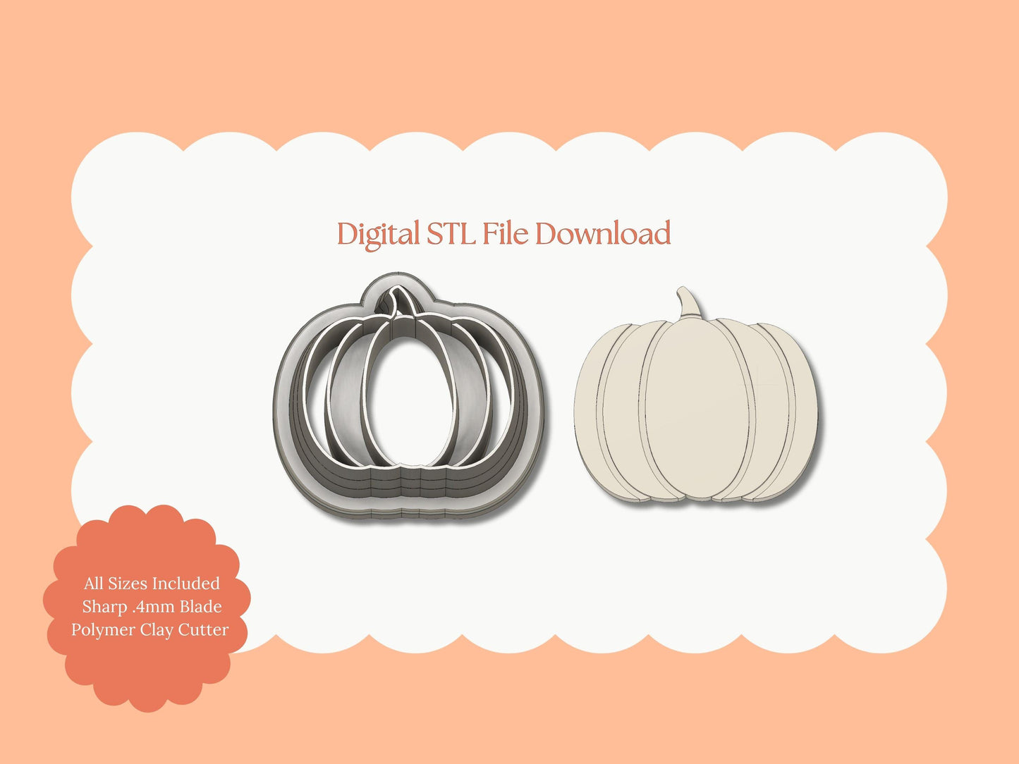 Pumpkin No. 1 Clay Cutter | Classic Pumpkin STL File for Fall and Thanksgiving Polymer Clay Jewelry