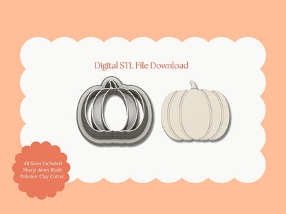 Pumpkin No. 1 Clay Cutter | Classic Pumpkin STL File for Fall and Thanksgiving Polymer Clay Jewelry