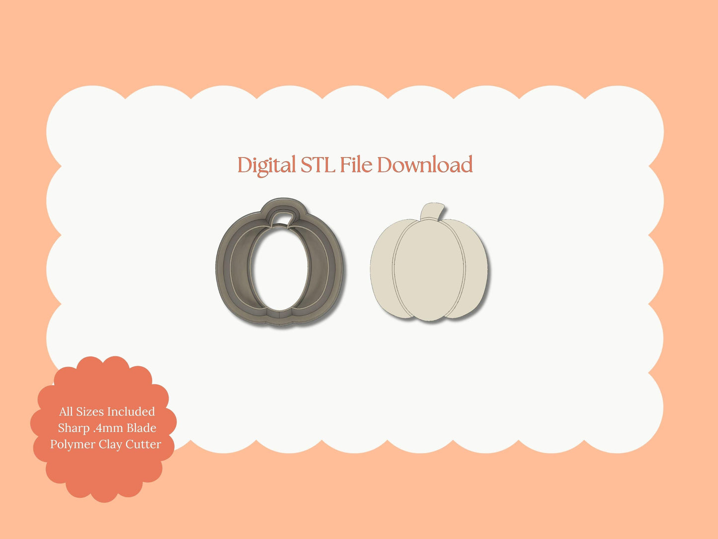 Pumpkin No. 3 Clay Cutter | Fall Pumpkin STL File for Polymer Clay Jewelry and Decorations