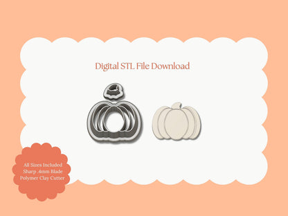 Pumpkin No. 12 Clay Cutter | Pumpkin Digital STL File – Autumn Cutter for Fall Jewelry and Seasonal DIY Projects