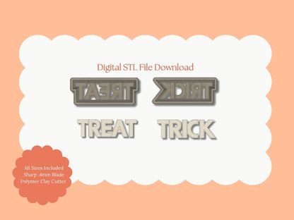 Trick or Treat Clay Cutter | Digital STL File Halloween Polymer Clay Cutter for DIY Cute Earrings and Handmade Spooky Accessories