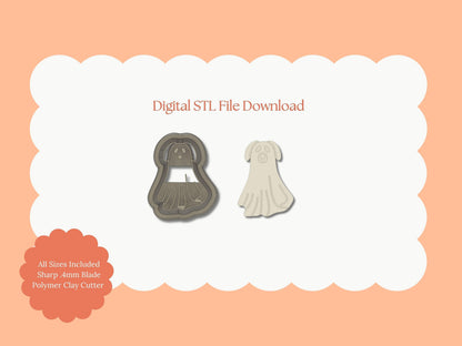 Ghost Dog No. 4 Clay Cutter | Ghost Dog STL File – Digital Haunted Clay Cutter for Halloween Earrings & Cute Spooky Crafts