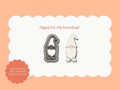 Gnome No. 3 Clay Cutter | Gnome STL File – Digital Christmas Gnome Cutter for Holiday Earrings and Winter Crafts