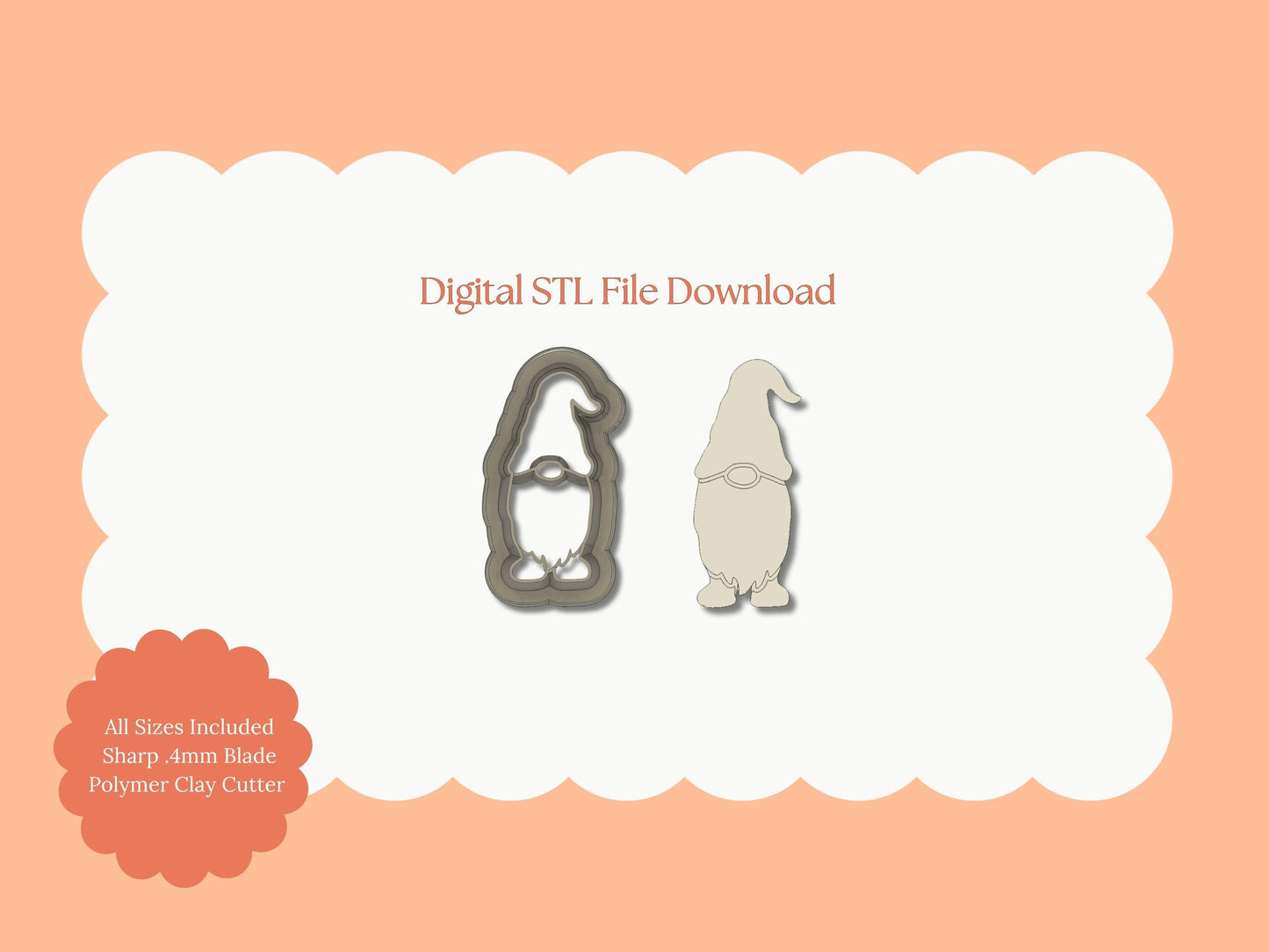 Gnome No. 3 Clay Cutter | Gnome STL File – Digital Christmas Gnome Cutter for Holiday Earrings and Winter Crafts