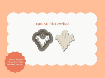 Ghost No. 7 Clay Cutter | Ghost No. 7 STL File – Digital Haunted Clay Cutter for Halloween Earrings & Spooky Crafts