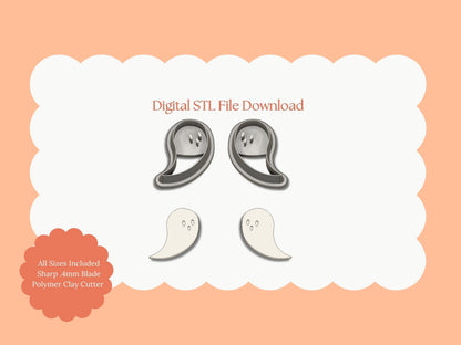 Ghost No. 8 Clay Cutter | Ghost No. 8 STL File – Digital Halloween STL Cutter for Cute Earrings & Haunted DIY Crafts