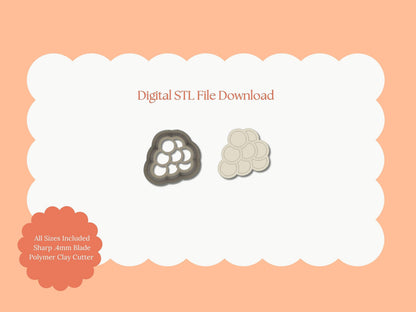 Grapes Clay Cutter | Grapes STL File – Digital Fruit Cutter for Summer Earrings and Fruit-Themed Clay Crafts
