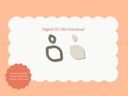Lemon No. 2 Clay Cutter | Lemon STL File – Digital Citrus Cutter for Summer Earrings and Fruit-Themed Clay Crafts