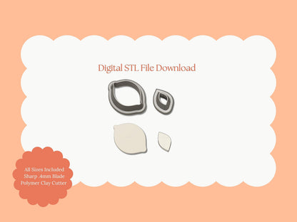 Lemon No. 2 Clay Cutter | Lemon STL File – Digital Citrus Cutter for Summer Earrings and Fruit-Themed Clay Crafts
