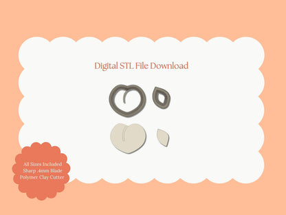 Peach Clay Cutter | Peach STL File – Digital Fruit Clay Cutter for Summer Earrings and Cute Handmade Accessories