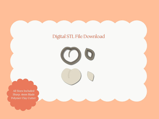 Peach Clay Cutter | Peach STL File – Digital Fruit Clay Cutter for Summer Earrings and Cute Handmade Accessories