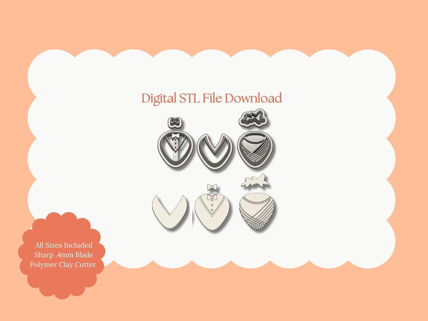 Tuxedo Strawberry Clay Cutter | Tuxedo Strawberry STL File – Dessert Digital Clay Cutter for Valentine Earrings