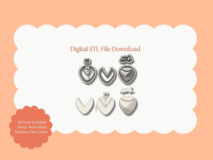 Tuxedo Strawberry Clay Cutter | Tuxedo Strawberry STL File – Dessert Digital Clay Cutter for Valentine Earrings