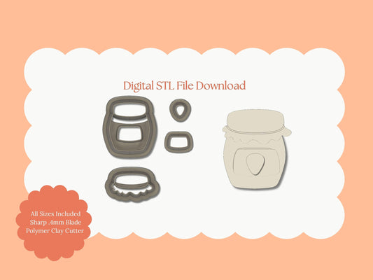 Strawberry Jam Jar Clay Cutter | Jam Jar STL File – Digital Cutter for DIY Kitchen Earrings and Baking Accessories