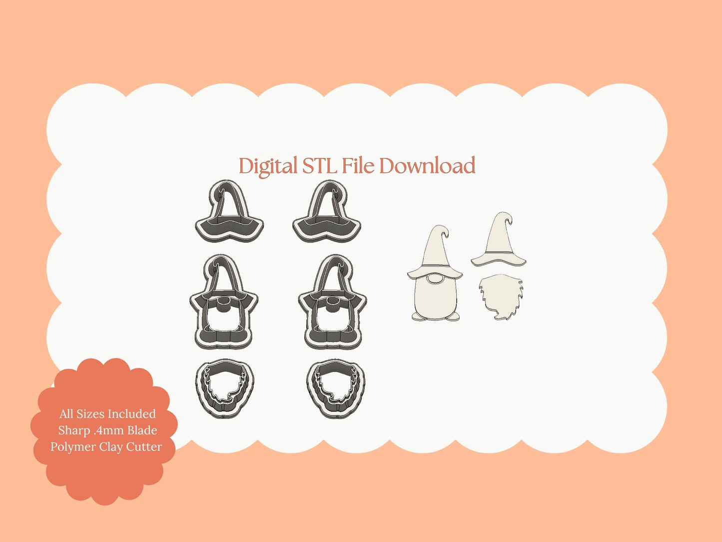 Gnome No. 5 Clay Cutter | Gnome No. 5 STL File – Digital Christmas Gnome Clay Cutter for Holiday Earrings & Winter Crafts