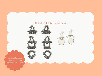 Gnome No. 5 Clay Cutter | Gnome No. 5 STL File – Digital Christmas Gnome Clay Cutter for Holiday Earrings & Winter Crafts