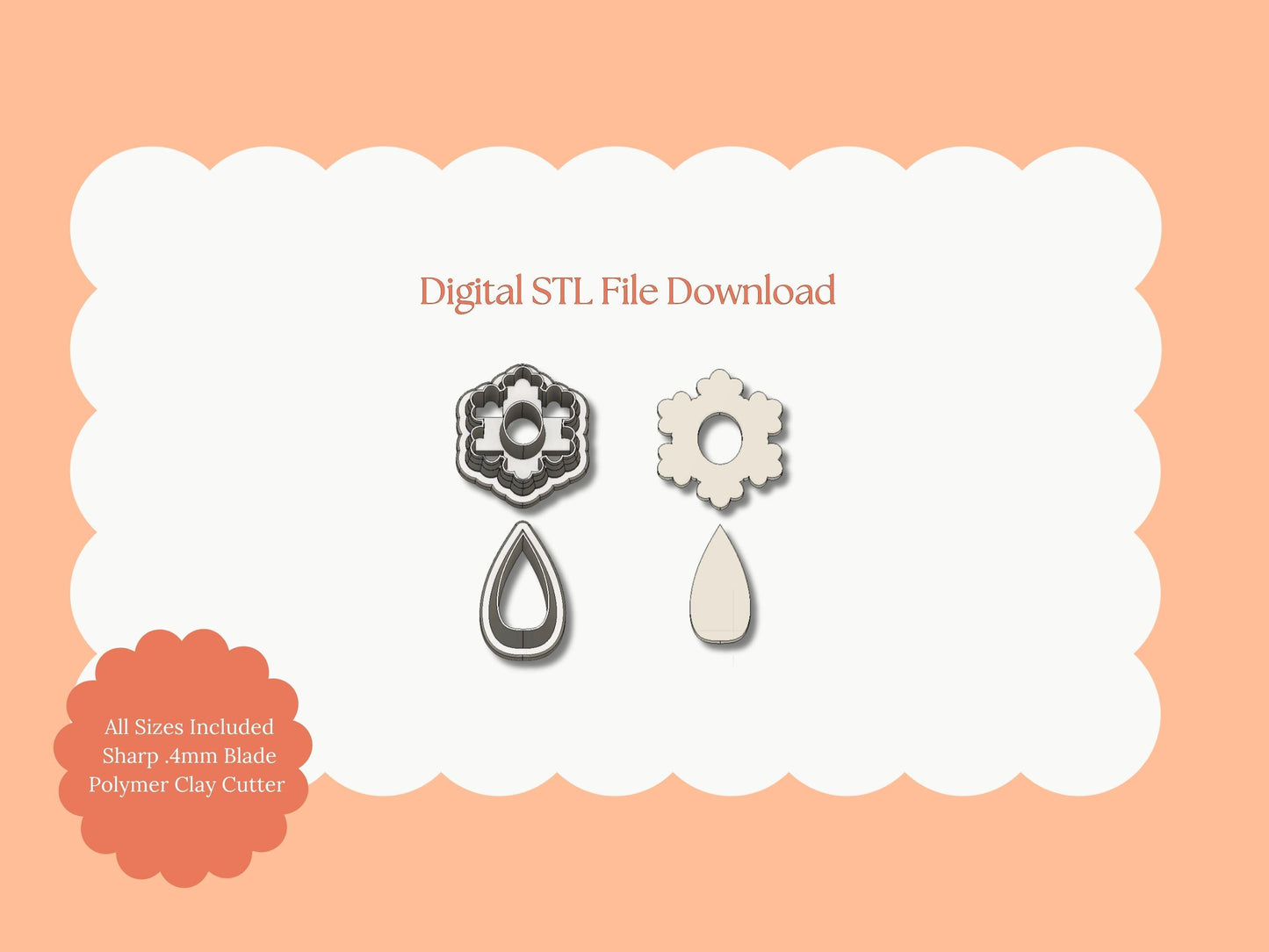 Snowflake No. 7 Dangle Clay Cutter | Snowflake No. 7 STL File – Digital Dangle Cutter for Elegant Winter Earrings and Holiday Crafts
