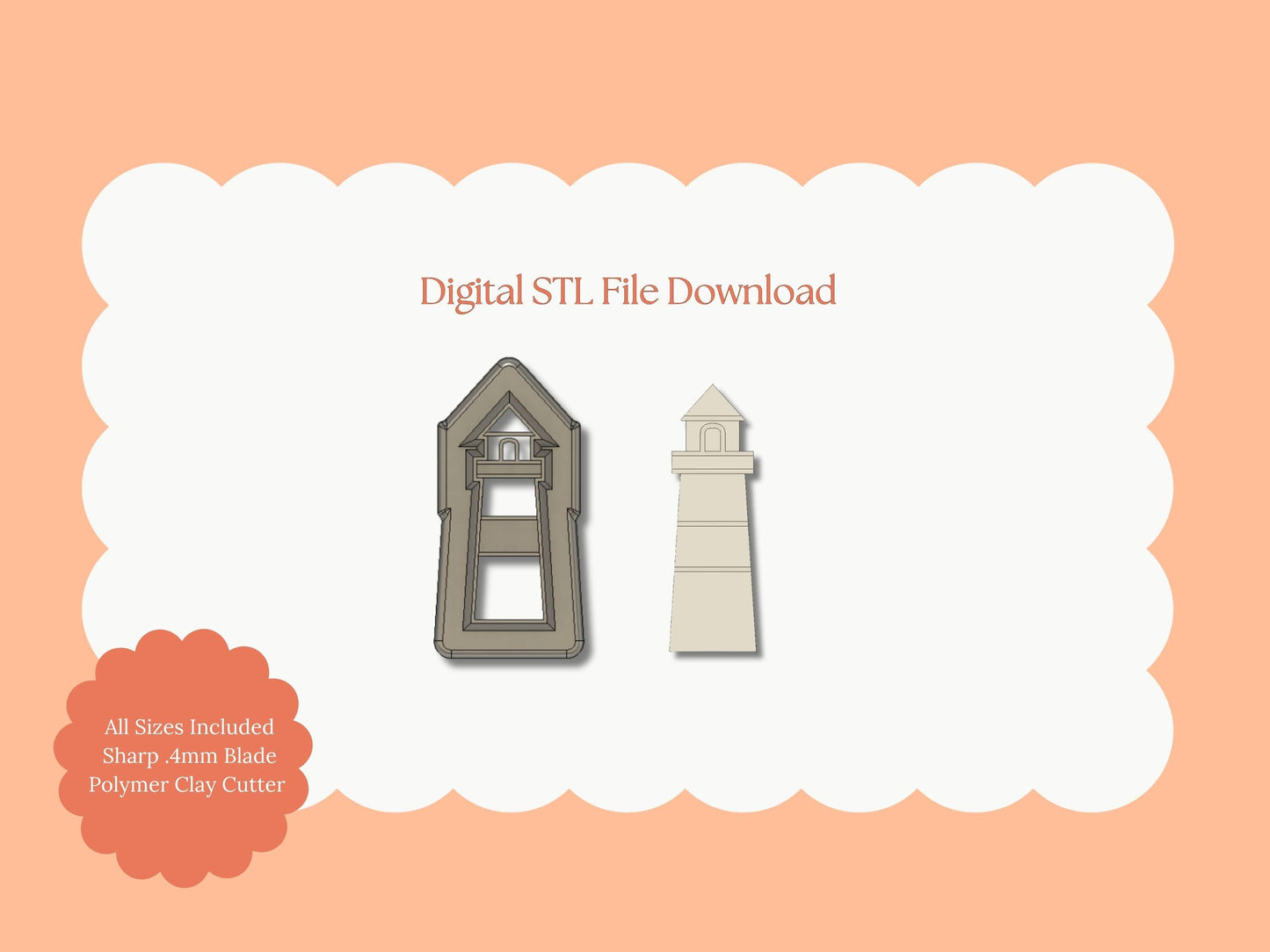 Lighthouse No. 2 Clay Cutter | Lighthouse STL File – Digital Coastal Cutter for Nautical Earrings and Ocean-Themed Crafts