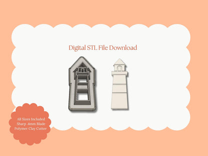 Lighthouse No. 2 Clay Cutter | Lighthouse STL File – Digital Coastal Cutter for Nautical Earrings and Ocean-Themed Crafts