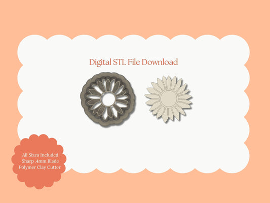 Sunflower No. 3 Clay Cutter | Sunflower STL File – Digital Floral Cutter for Garden Earrings and Botanical Crafts