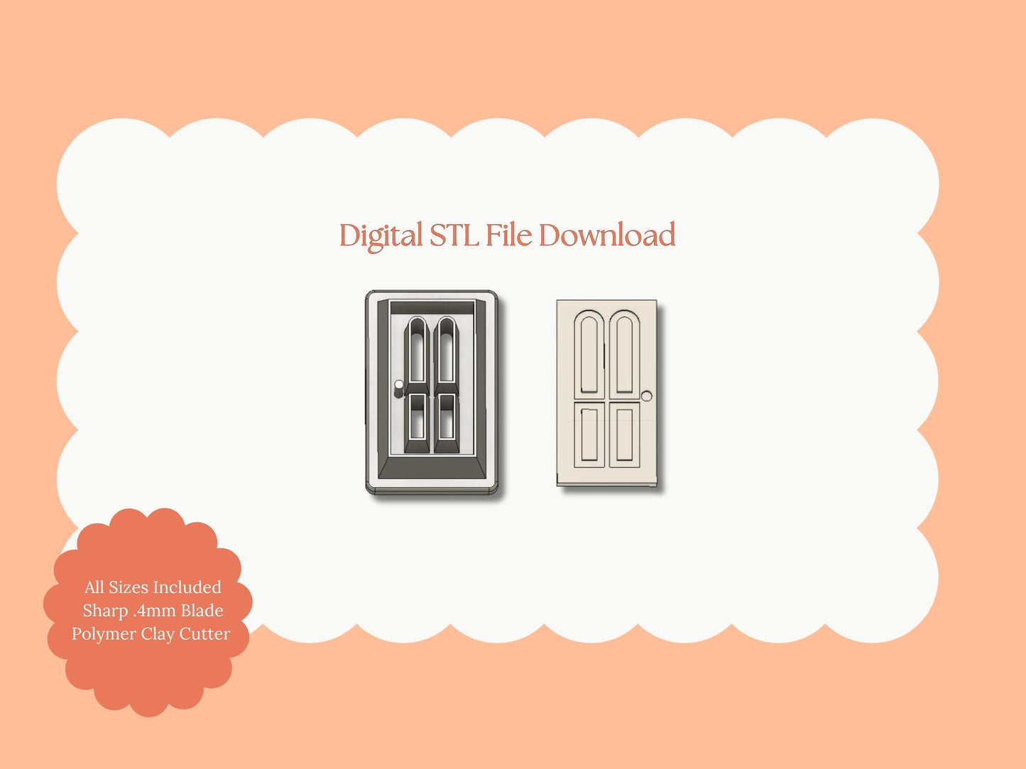 Door Cutter No. 2 Clay Cutter | Door STL File – Digital Miniature Cutter for Fantasy Earrings and Architectural Crafts