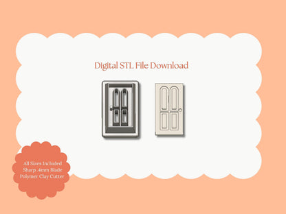 Door Cutter No. 2 Clay Cutter | Door STL File – Digital Miniature Cutter for Fantasy Earrings and Architectural Crafts