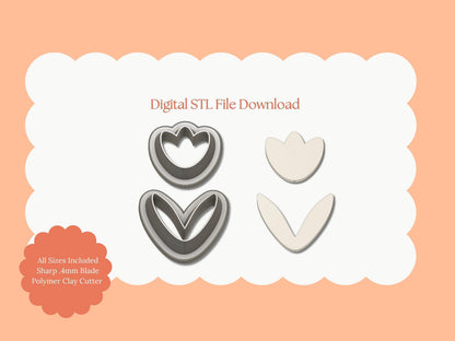 Tulip No. 7 Clay Cutter | Tulip No. 7 STL File – Digital Spring Cutter for Floral Earrings and Botanical Clay Projects