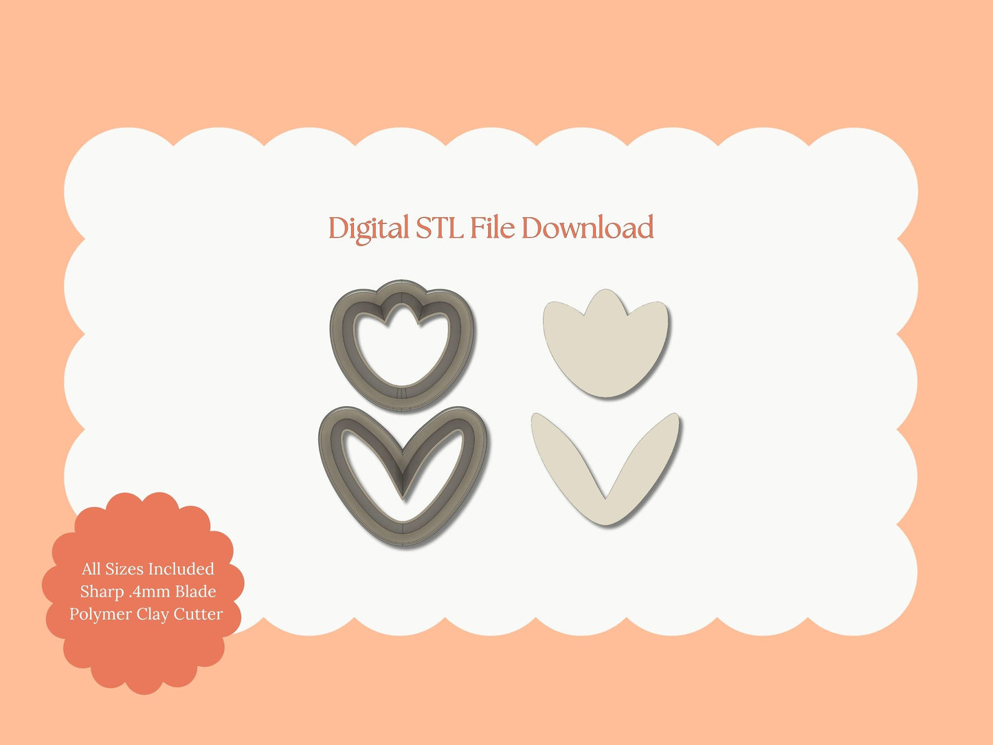 Tulip No. 7 Clay Cutter | Tulip No. 7 STL File – Digital Spring Cutter for Floral Earrings and Botanical Clay Projects
