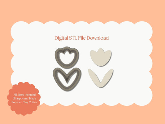 Tulip No. 7 Clay Cutter | Tulip No. 7 STL File – Digital Spring Cutter for Floral Earrings and Botanical Clay Projects