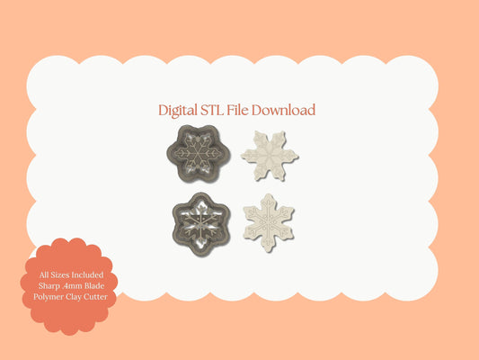 Snowflake Set No. 2 Clay Cutter | Snowflake Set No. 2 STL File – Digital Cutter for Christmas Earrings and Winter Crafts