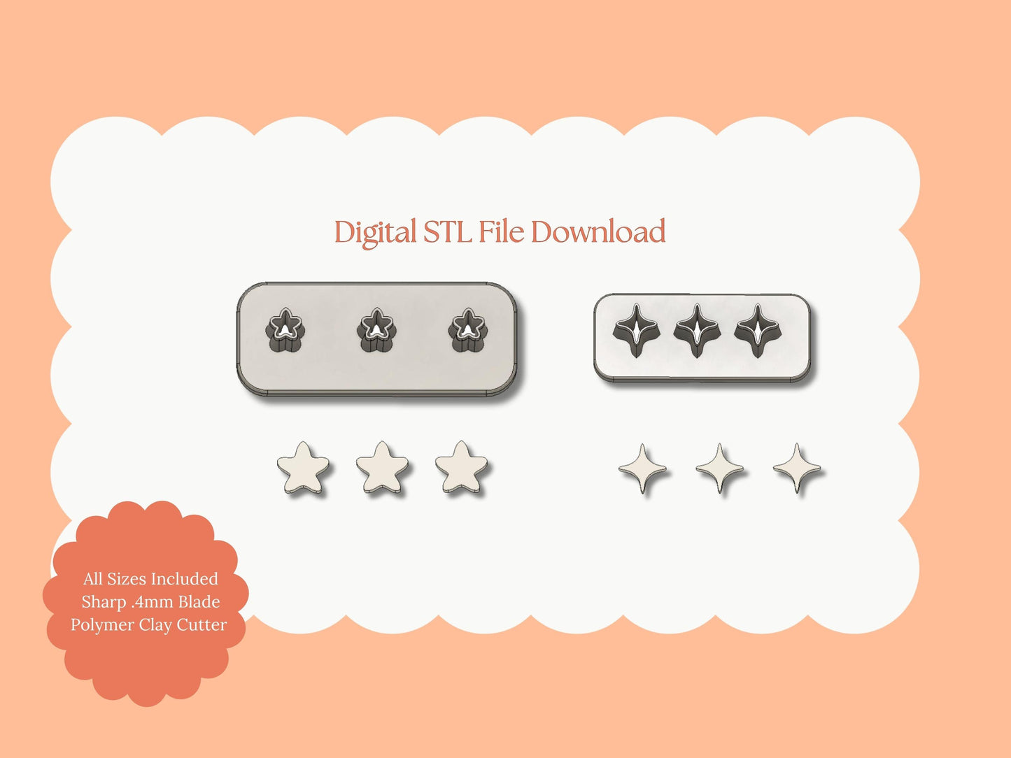 Micro Magic Sparkle and Star Clay Cutter Set | Magic Sparkle Star STL File Set – Digital Celestial Clay Download