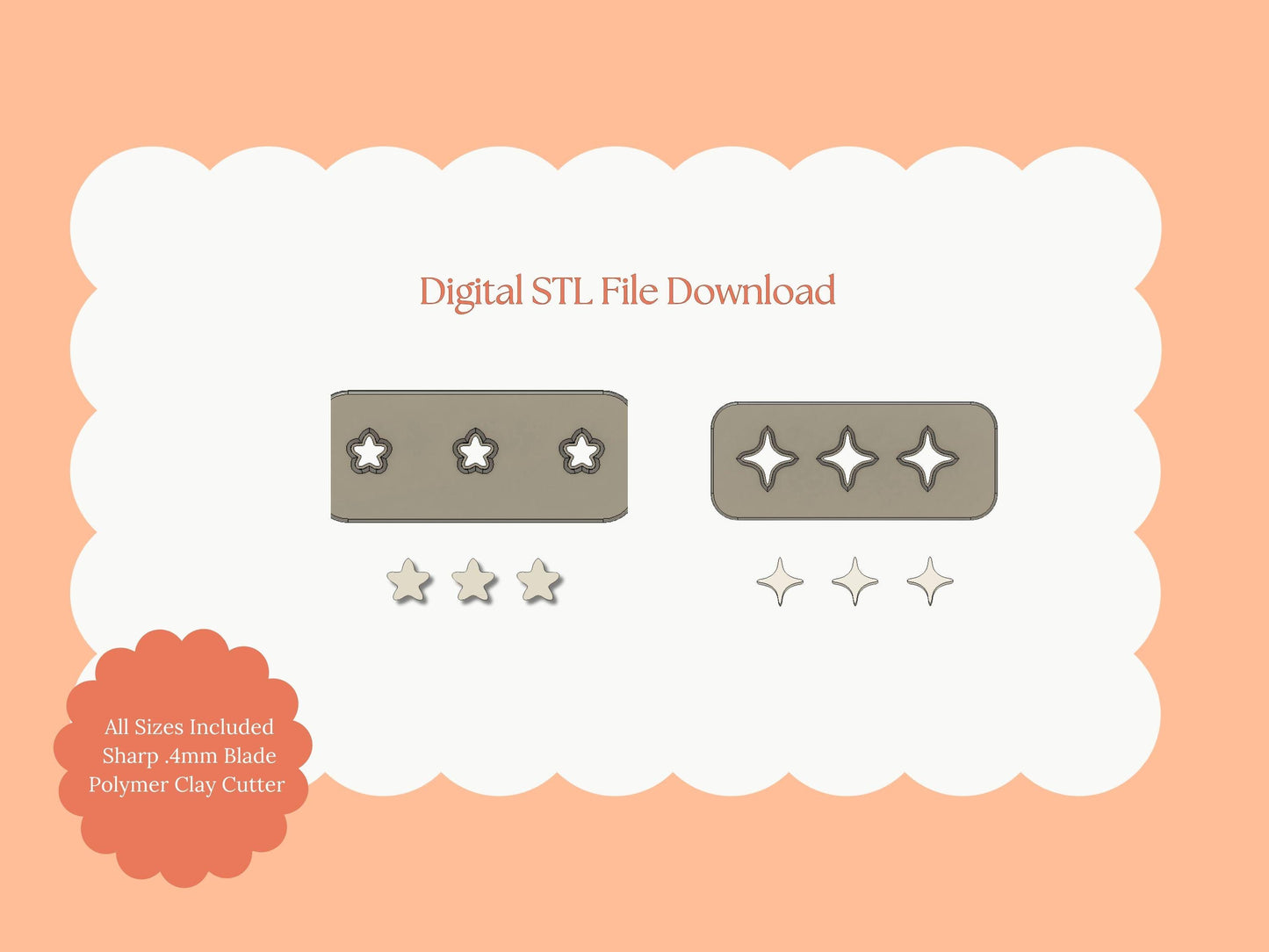 Micro Magic Sparkle and Star Clay Cutter Set | Magic Sparkle Star STL File Set – Digital Celestial Clay Download