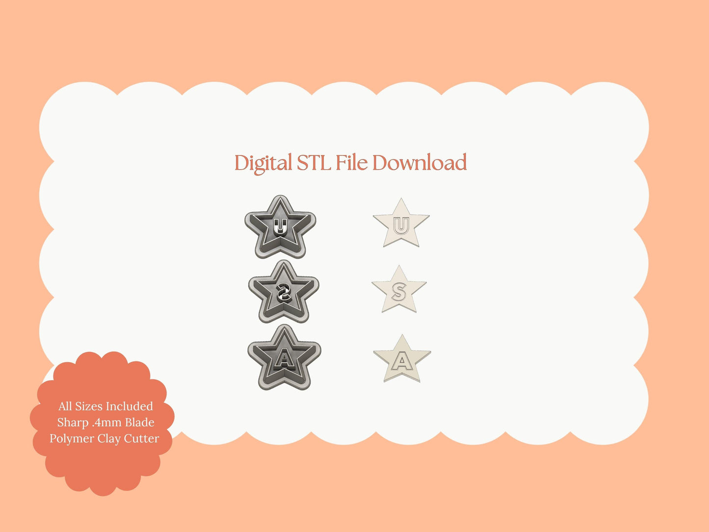 USA Stars Clay Cutter | USA Stars STL File – Independence Day Digital Cutter for Starry Earrings and July Crafts