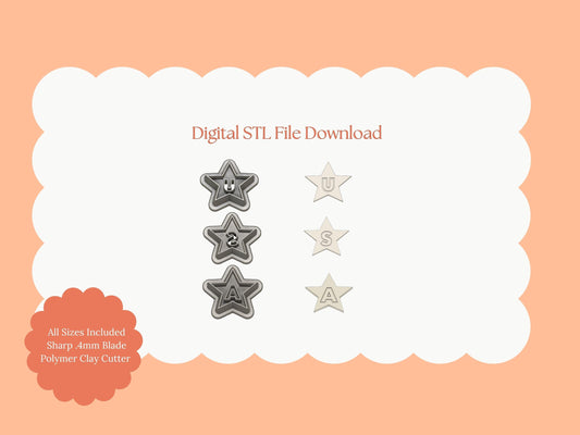 USA Stars Clay Cutter | USA Stars STL File – Independence Day Digital Cutter for Starry Earrings and July Crafts