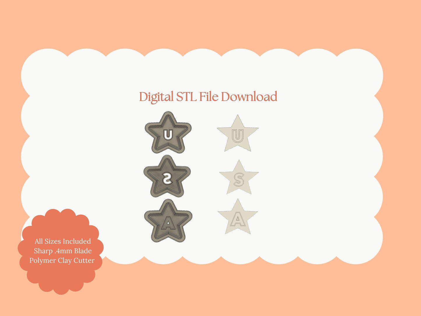 USA Stars Clay Cutter | USA Stars STL File – Independence Day Digital Cutter for Starry Earrings and July Crafts