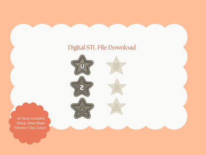 USA Stars Clay Cutter | USA Stars STL File – Independence Day Digital Cutter for Starry Earrings and July Crafts