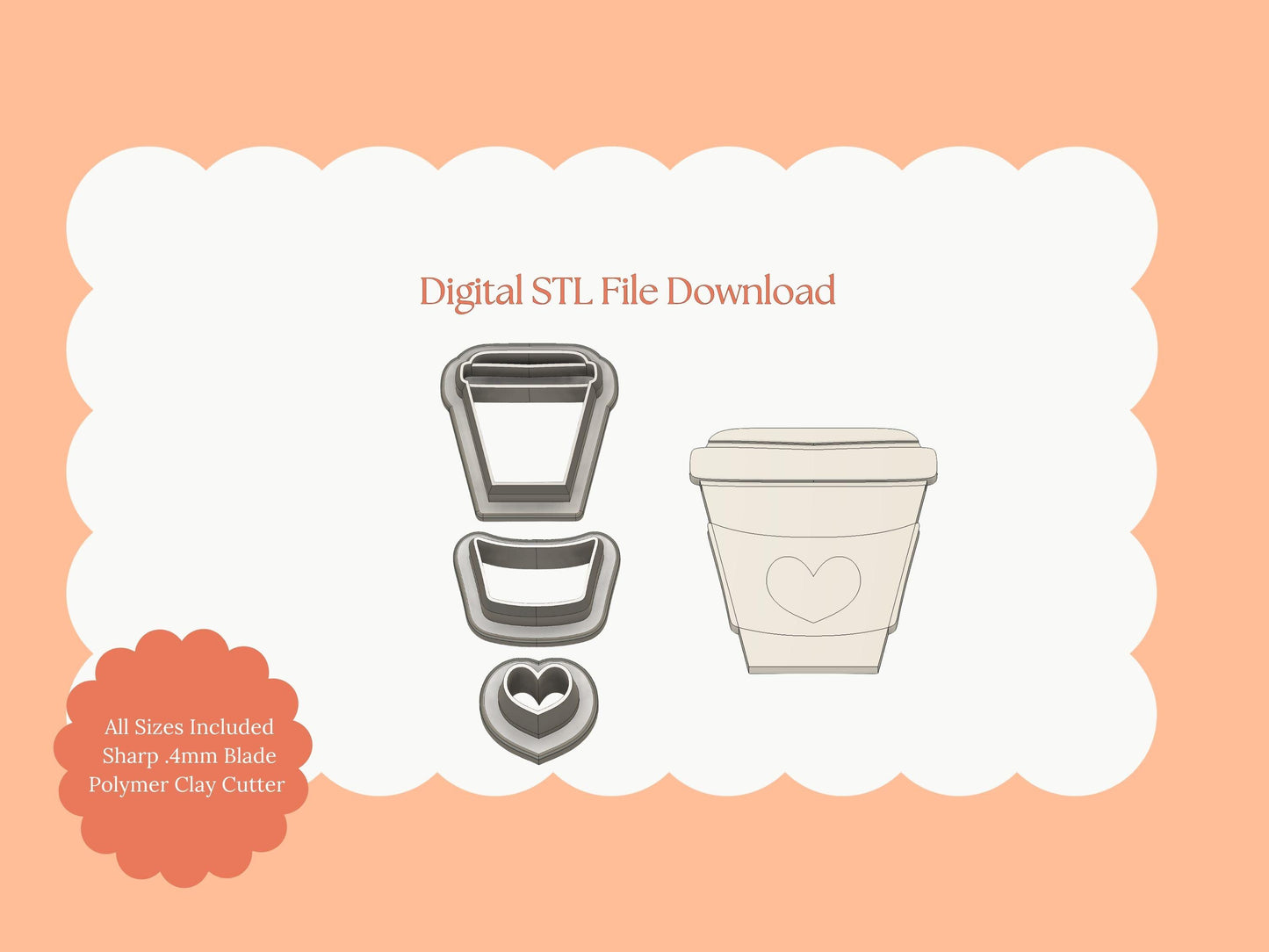 To Go Coffee Cup No. 4 Clay Cutter | Cafe Cup STL File – Digital Coffee Cutter for DIY Beverage Earrings and Barista Crafts