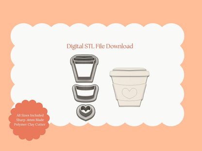To Go Coffee Cup No. 4 Clay Cutter | Cafe Cup STL File – Digital Coffee Cutter for DIY Beverage Earrings and Barista Crafts