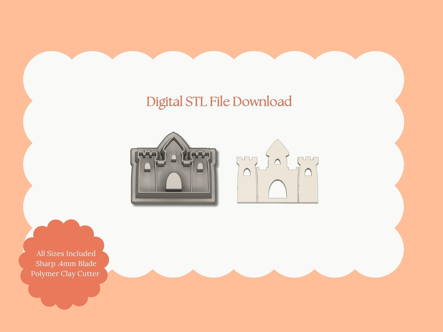 Sand Castle Clay Cutter | Sand Castle STL File – Coastal Digital Cutter for DIY Summer Earrings and Beach Crafts