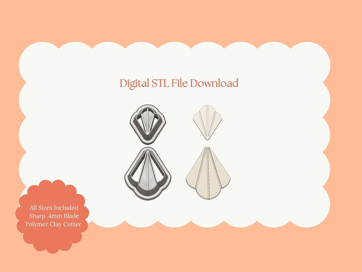 Seashell Dangle No. 1 Clay Cutter | Seashell Dangle STL File – Coastal Digital Cutter for Ocean Earrings and Marine Crafts