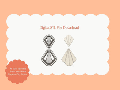 Seashell Dangle No. 1 Clay Cutter | Seashell Dangle STL File – Coastal Digital Cutter for Ocean Earrings and Marine Crafts