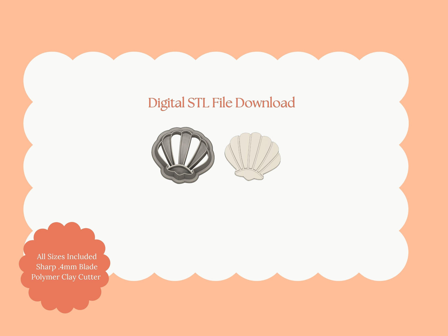 Seashell No. 4 Clay Cutter | Seashell STL File – Summer Digital Clay Cutter for Beach Earrings and Nautical Accessories