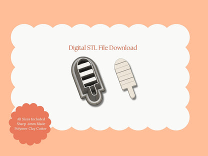 Popsicle No. 1 Clay Cutter | Popsicle STL File – Summer Digital Cutter for Ice Cream Earrings and Dessert Crafts